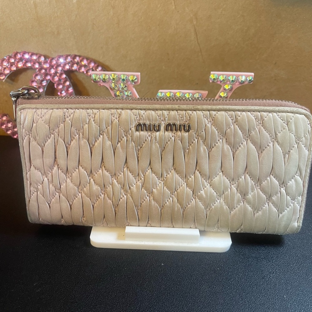 Authentic Miu Miu Beige Quilted Women's Wallet